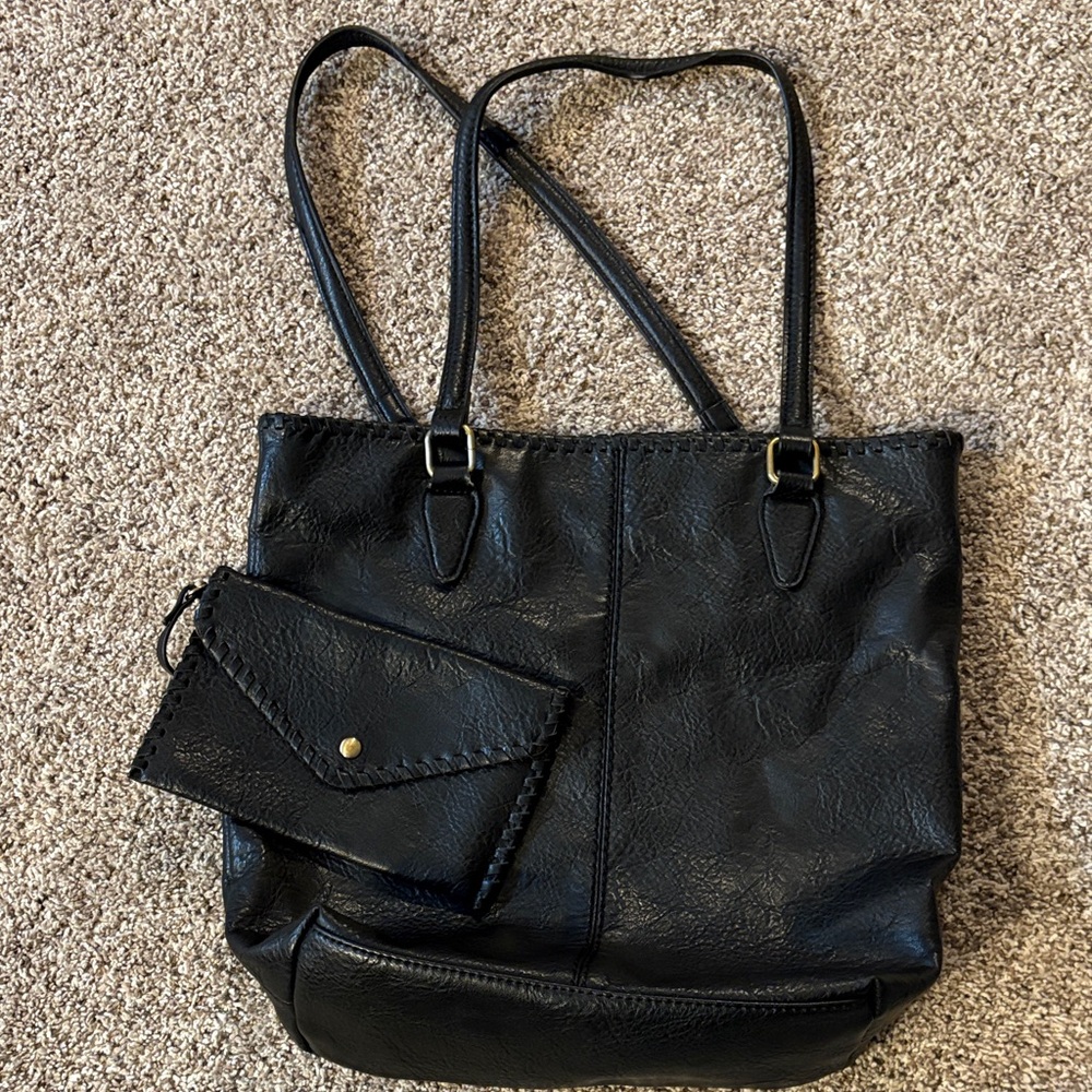 Antik Kraft Black Tote with Matching Pouch